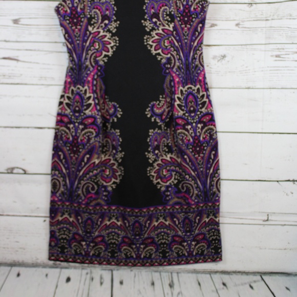 NEW YORK & COMPANY PURPLE PAISLEY SLEEVELESS SHEATH MINI DRESS P007 - Picture 8 of 8